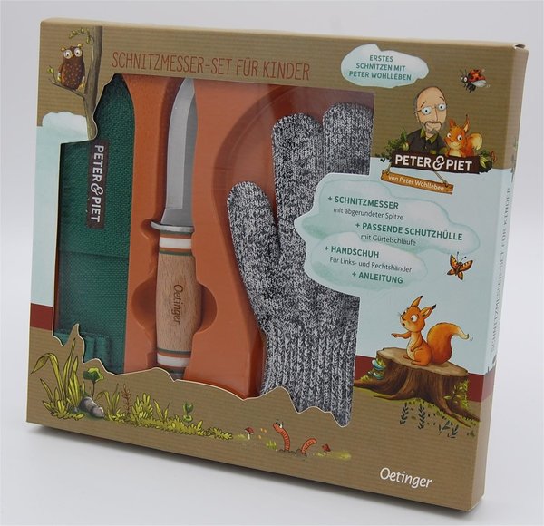 Peter & Piet Schnitzmesser-Set für Kinder mit Schnitzhandschuh
