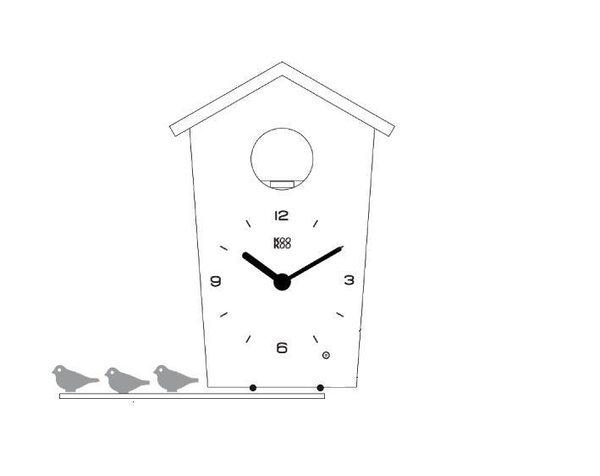 KooKoo BirdHouse mini weiß BHm3000W, kleine Kuckucksuhr aus Holz mit Vogelstimmen