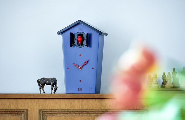KooKoo BirdHouse blau, BH1004BL Kuckucksuhr aus Holz mit Vogelstimmen